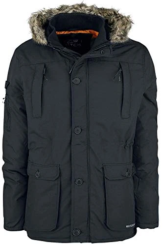 New Mens Heavy Weight Fur Hood Jacket Parka Padded Waterproof Winter Quilted Coat[Black,XXL]