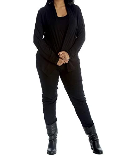 New Plus Size Women Cardigan Ladies Floral Lace Scallop Back Open Front Full Sleeves Tunic Top Black 14
