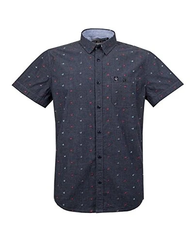 New  Porter Deep Navy Short Sleeve Casual Shirt Designer Smart & (Small)