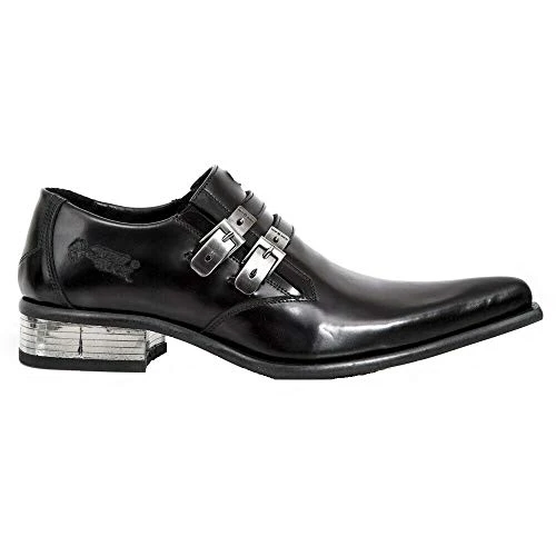 New Rock M-2246-S14 Newman Shoes Black Leather Buckle Steel Heel 43