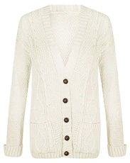 New Womens Everyday Long Sleeve Button Top Ladies Chunky Aran Cable Knit Grandad Cardigan (16-18 XL, Cream) New Womens Everyday Long Sleeve Button Top Ladies Chunky Aran Cable Knit Grandad Cardigan (16-18 XL, Cream)