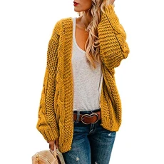 New Womens Everyday Long Sleeve Button Top Ladies Chunky Aran Cable Knit Grandad Cardigan A Yellow M New Womens Everyday Long Sleeve Button Top Ladies Chunky Aran Cable Knit Grandad Cardigan A Yellow M