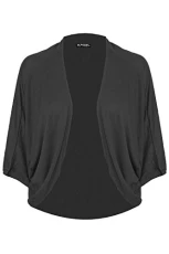 New Womens Ladies Casual Batwing Shrug Jersey Bolero Cardigan Top Plus Size 8-22 Black