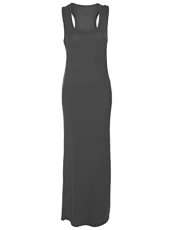New Womens Plain Muscle Racer Back Sleeveless Bodycon Long Maxi Dress Plus Size 8-26 Charcoal New Womens Plain Muscle Racer Back Sleeveless Bodycon Long Maxi Dress Plus Size 8-26 Charcoal