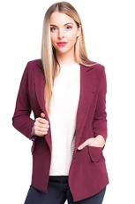 New Womens Tailored Blazer Jacket Size 8 10 12 14 Wine (10, Wine)