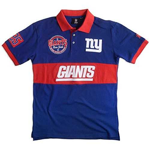 New York Giants Cotton/Poly Wordmark Rugby Short Sleeve Polo Shirt Large