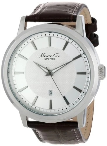 New York Men's Quartz Stainless Steel Case Leather Strap Brown,(Model:KC1952), Brown, Quartz Movement