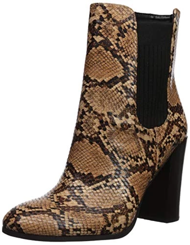 New York Women's Justin Heeled Ankle Bootie Boot, Medium Brown, 4 UK