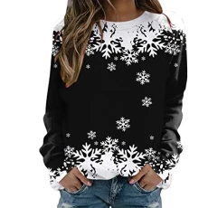 Next Day Christmas Costume Women Pullover Tops for Womens Daily Merry Christmas Print O Neck Sweatshirt Round Neck Fit Pullover Tops Casual Long Sleeve Workout Shirts Loose Blouse Sale