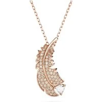 Nice Rose-Gold Feather Pendant Necklace - 38cm