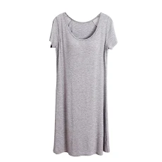 Nightdress for Women Cotton Short Sleeve Dress Ladies Nightgown with Chest Pad Women's Pajamas Comfy Nightwear Sleepshirt Lounge Home Dress Outdoor Clearance