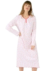 Nightdress Women Nightwear Round Neck Long Sleeves Pink Nightdress Women Nightwear Round Neck Long Sleeves Pink