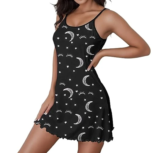Nightdress Women's Short Sleeve Nightwear Custom Label Rope Casual Pyjamas Letter Milk Silk Nightgowns Pajamas Pretty Ruffle Night Dress Nightdress Women's Long Sleeve Flannel, black, L