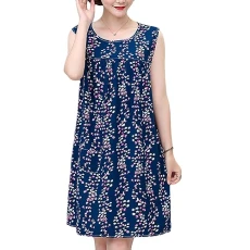 Nighties for Women, Summer Nightdress Soft Sleeveless Floral Print Nightwear T-Shirt PJs Nightshirt Nightgown Sleepwear 6 One Size