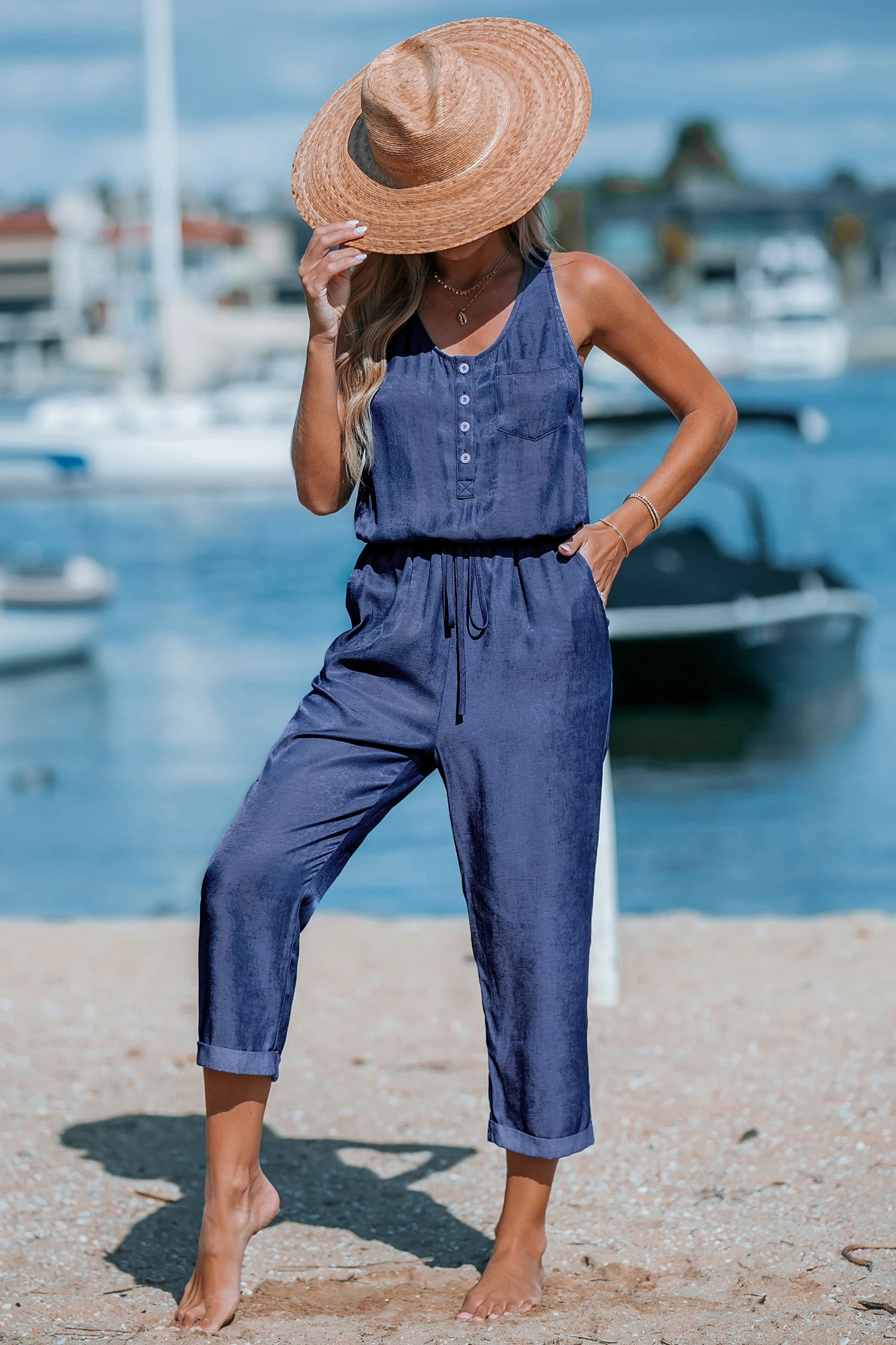 No Pressure Denim Jumpsuit - Blue