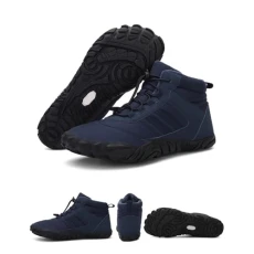 Non-Slip Waterproof Barefoot Shoes Winter Men Women, Winter Warm Fur Lined Outdoor Boots Camping Hiking Winter Ankle Boots Outdoor Barefoot Shoes Men Women Autumn Winter