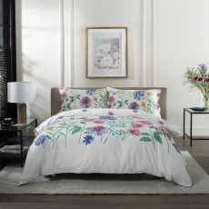 Northill 100% Cotton Digital Print Duvet Cover Set with Piped Edges SuperKing - White