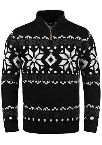 Norwin Men's Jumper Chunky Knit Pullover Troyer, Size:M, Colour:Black (9000)