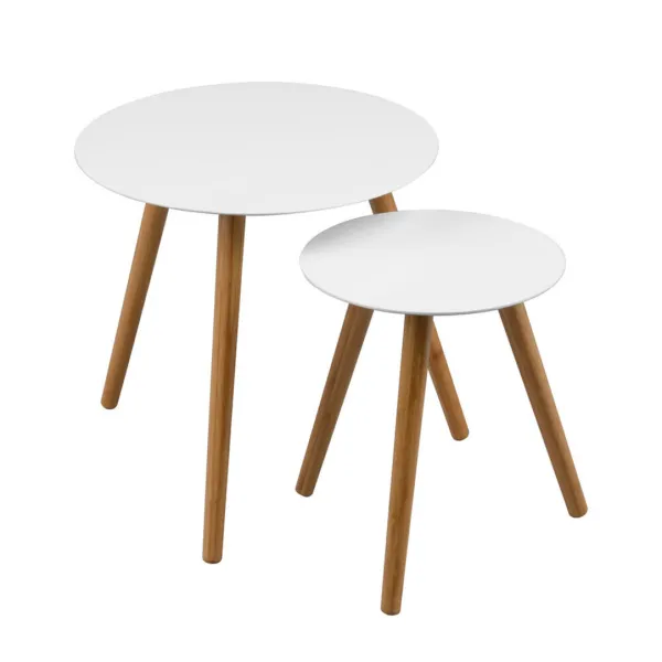Nostra Nest Of 2 Round Tables - Size One Size - White