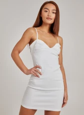Notch Front Bengaline Bodycon Dress Ivory Notch Front Bengaline Bodycon Dress Ivory