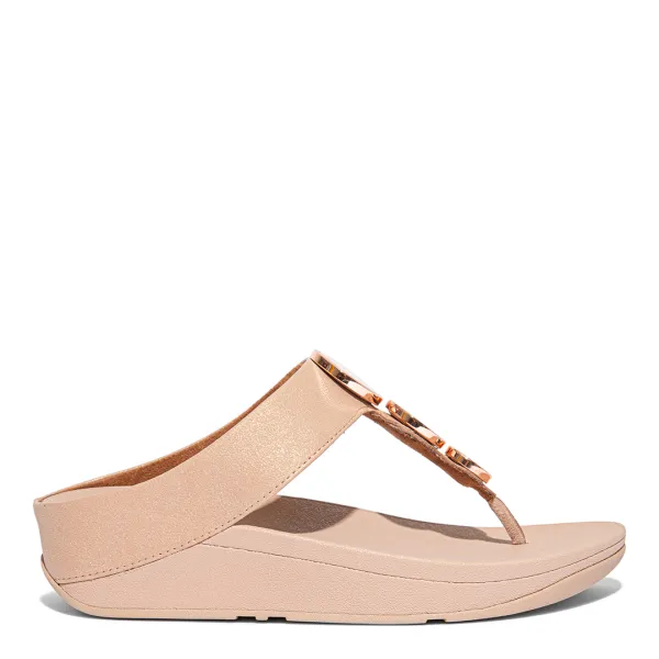 Nude Halo Shimmer Toe Post Sandal - Beige