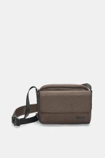 Nylon Crossbody Bag With Flap - Brown