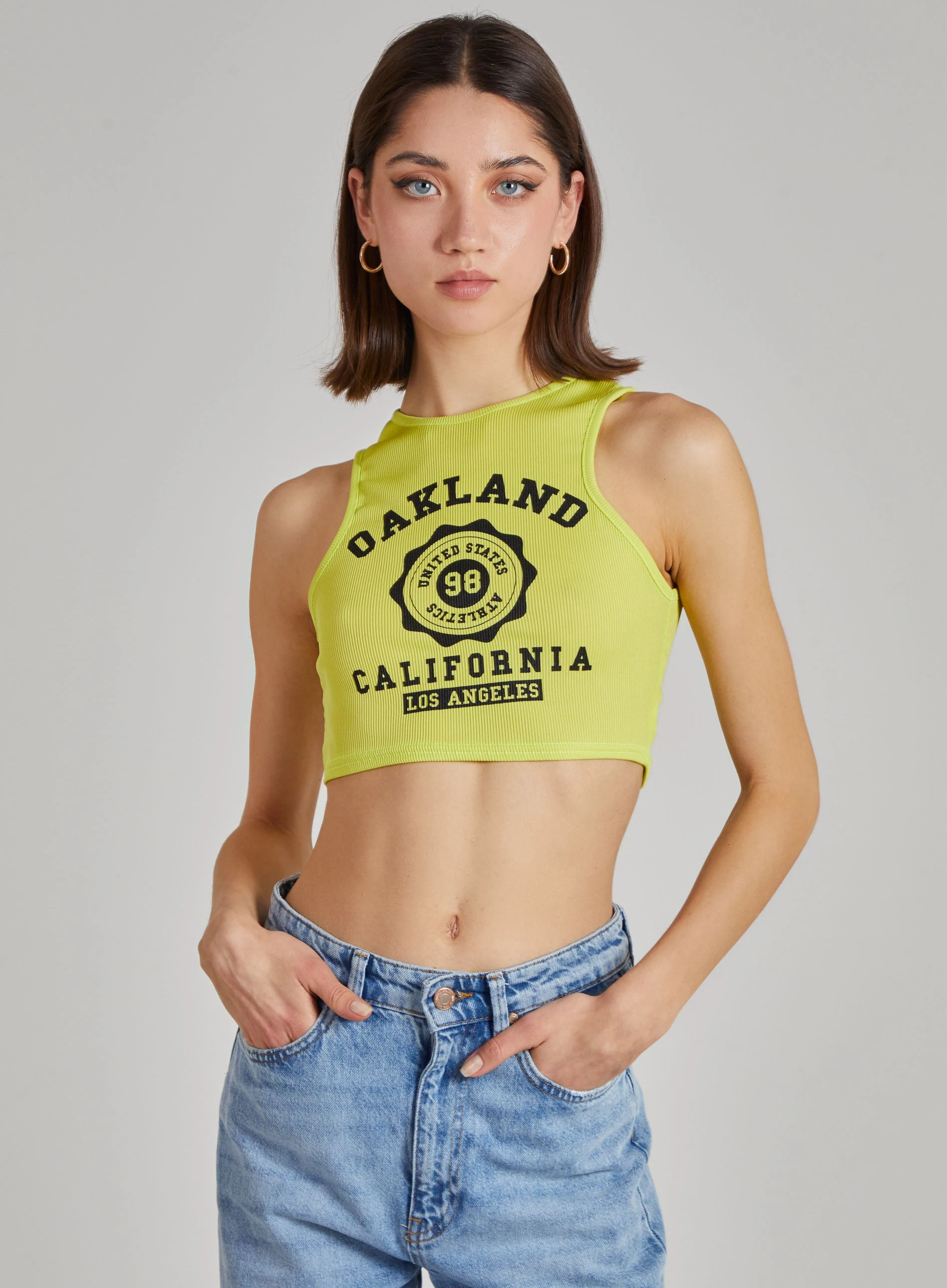 Oakland Ribbed Cropped Vest - S/M - Lime