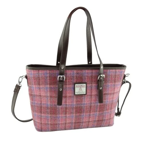 Of Scotland Ladies Harris Tweed Spey Tote Bag With Shoulder Strap LB1028 (COL 103 Pink)