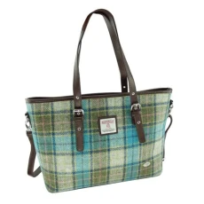 Of Scotland Ladies Harris Tweed Spey Tote Bag With Shoulder Strap LB1028 (COL 122 Turquoise)