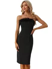 Off Shoulder Dress for Women Sleeveless Cocktail Party Pencil Bodycon Dresses Black L