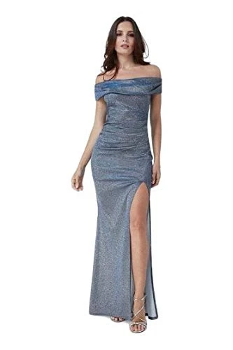 Off-Shoulder Winterblue Side Slit Maxi Evening Party Dress Size( 8-16) ( RRP £59.99) 12