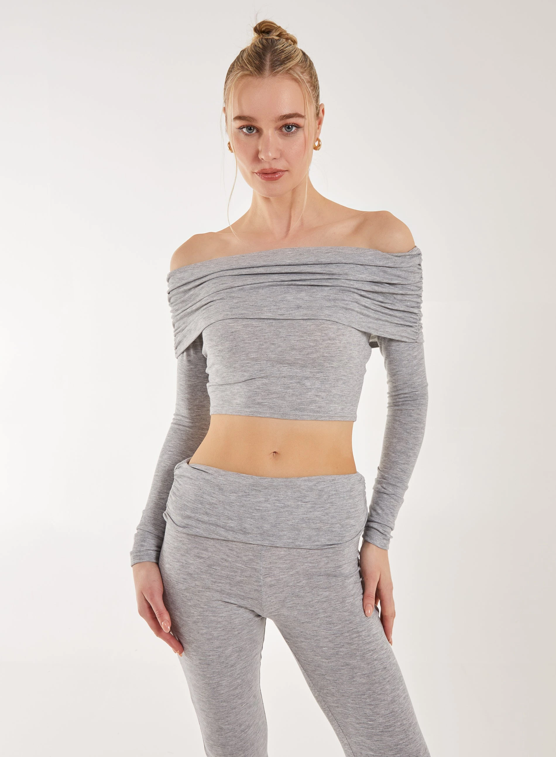 Off the Shoulder Lounge Top  - S  - Grey