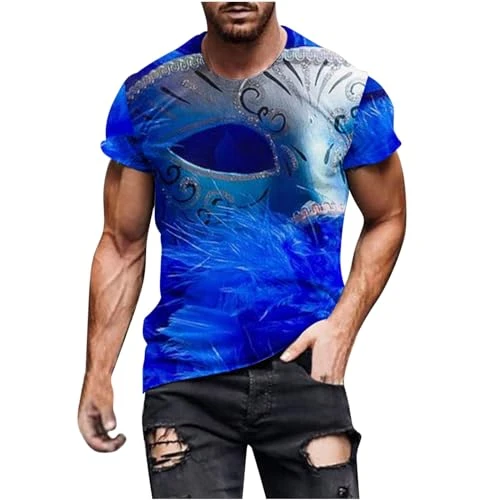 Off The Shoulder Tops for Men 2024 Fashion Mens Shirts Summer Fashion Carnival Style Printed T Shirt