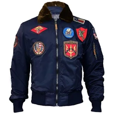 Official B 15 Mens Flight Bomber Jacket with Patches Navy