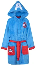 Official Captain America Kids Robe | Extra Soft Hooded Superhero Robe for Kids | Long sleeve 3D Features Dressing Gown | Official Merchandise | Gifts for Boys (8-9)