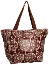 Oilcloth Women’s Girl’s Trendy Fashionable Zipped Hand Bag Shoulder Tote Shopping Day Bag - Brown Fairytale