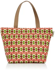 Oilcloth Women’s Girl’s Trendy Fashionable Zipped Hand Bag Shoulder Tote Shopping Day Bag - Green Swirls