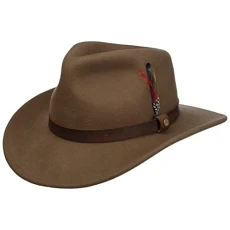 Oklahoma Wool Felt Western hat Men - 100% Water-Repellent Felt (Asahi Guard) - Ultralightweight Foldable Traveler hat with Feather and Leather Band - Summer/Winter Felt hat Brown L (58-59 cm) Oklahoma Wool Felt Western hat Men - 100% Water-Repellent Felt (Asahi Guard) - Ultralightweight Foldable Traveler hat with Feather and Leather Band - Summer/Winter Felt hat Brown L (58-59 cm)