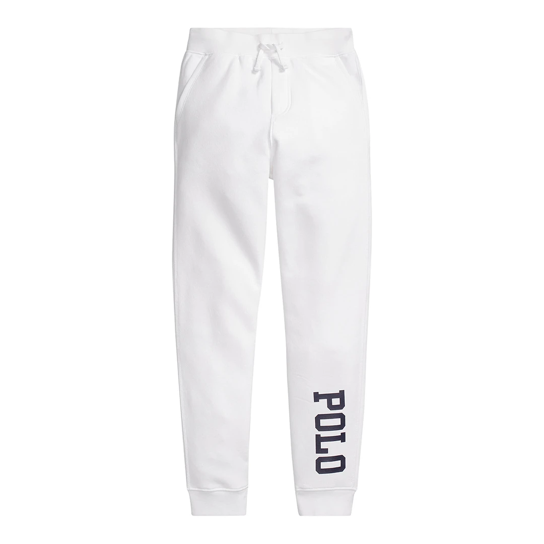Older Boy&prime; White Printed Logo Cotton Blend Joggers