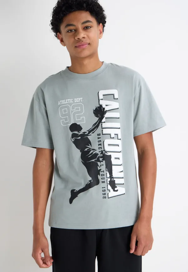 Older Boys Green Basketball Print T-Shirt