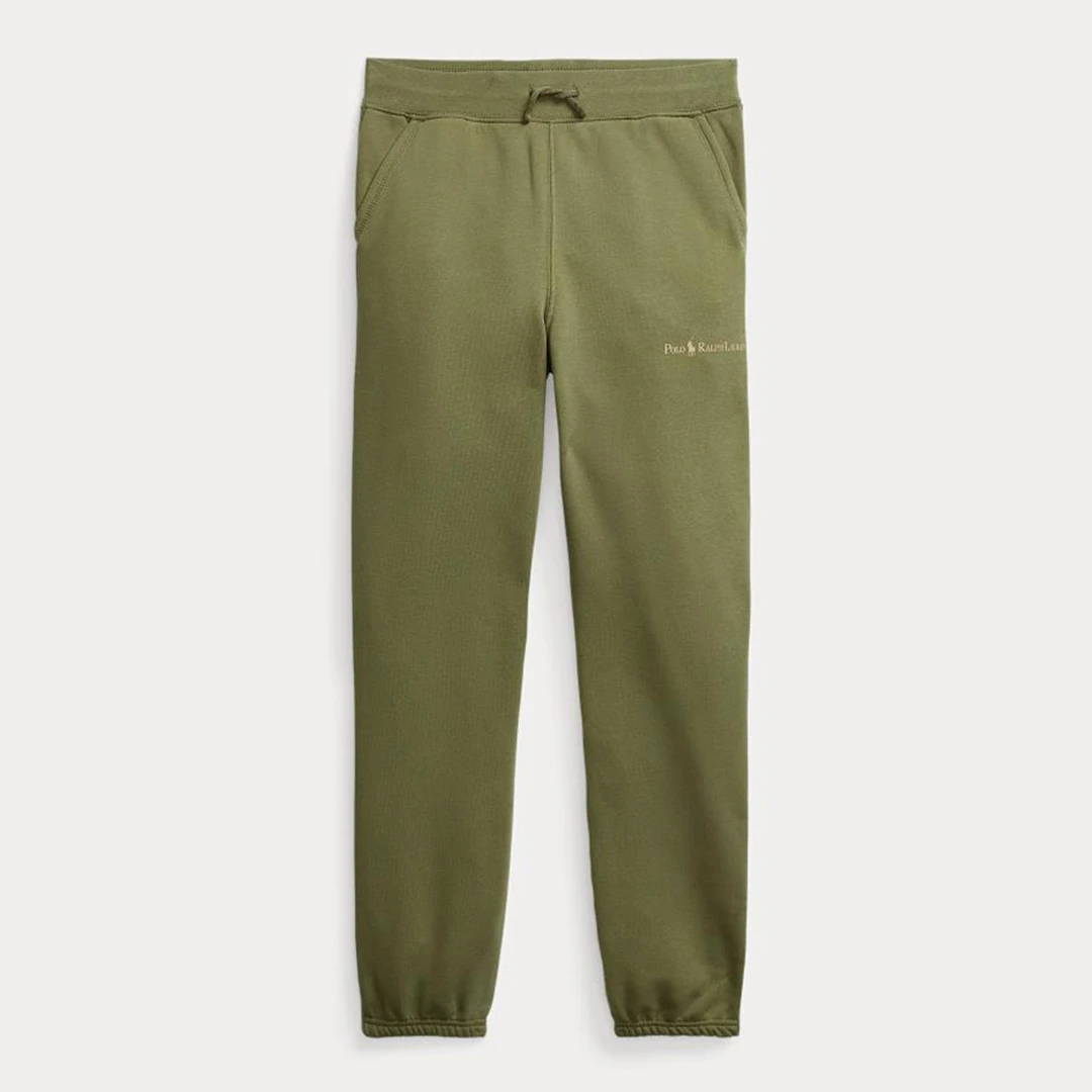 Older Boys Green Fleece Cotton Blend Joggers