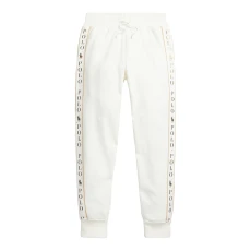 Older Girl&prime; White Side Taping Cotton Blend Joggers