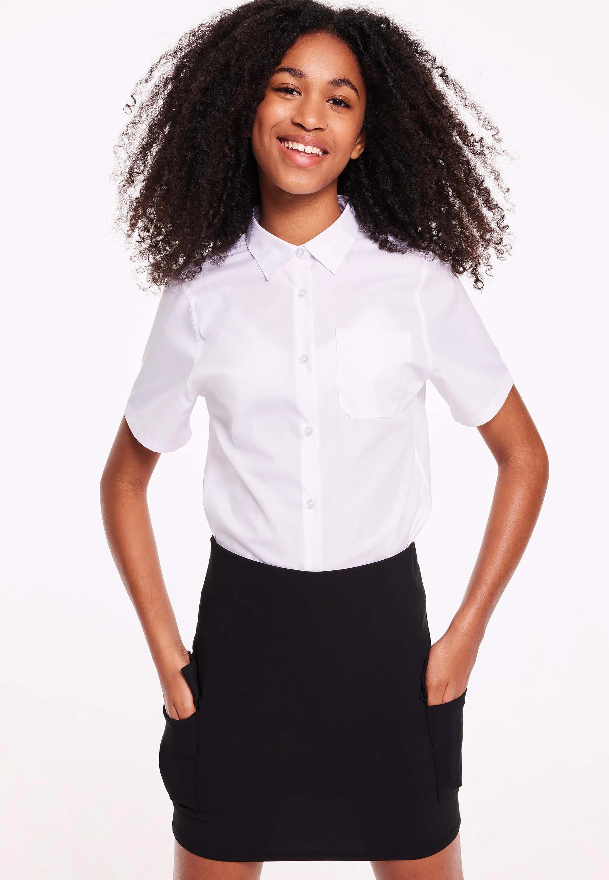 Older Girls Black Bengaline Cargo School Skirt
