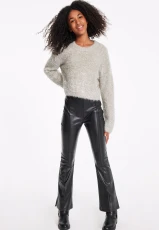Older Girls Black PU Bootcut Leggings