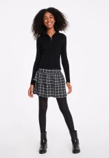 Older Girls Black Ribbed Zip Through Cardigan Older Girls Black Ribbed Zip Through Cardigan