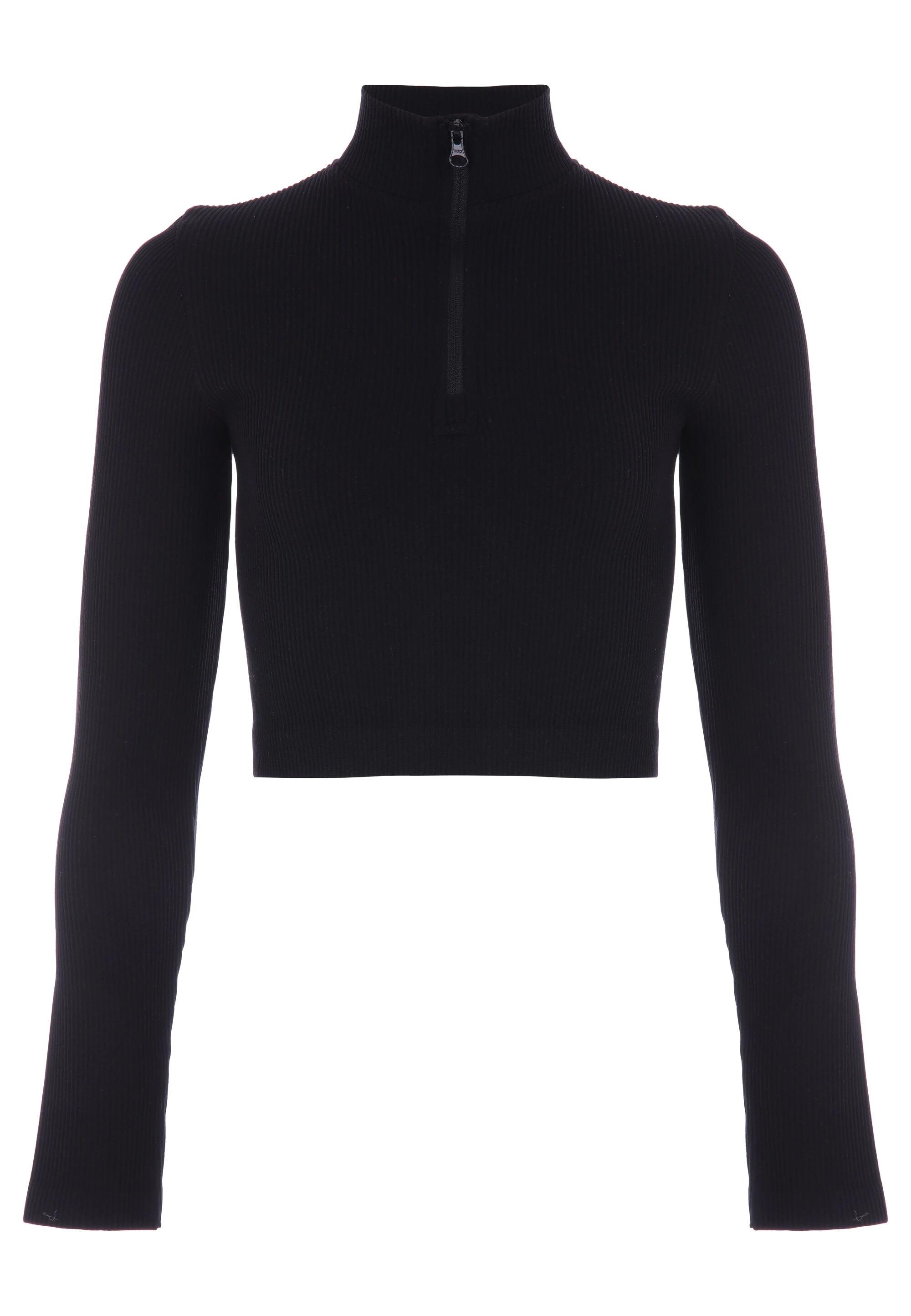 Older Girls Black Seam Free Half Zip Top