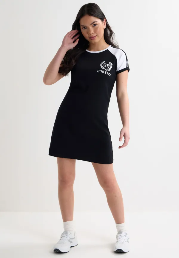 Older Girls Black Sport Print A-Line Dress