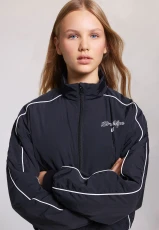 Older Girls Black & White Piped Zip Through Jacket Older Girls Black & White Piped Zip Through Jacket
