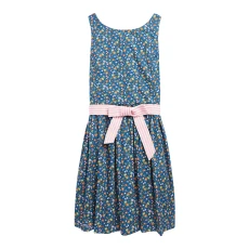 Older Girls Blue Floral Print Poplin Cotton Dress ulti Older Girls Blue Floral Print Poplin Cotton Dress ulti