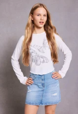 Older Girls Cream Butterfly Long Sleeve Top Older Girls Cream Butterfly Long Sleeve Top